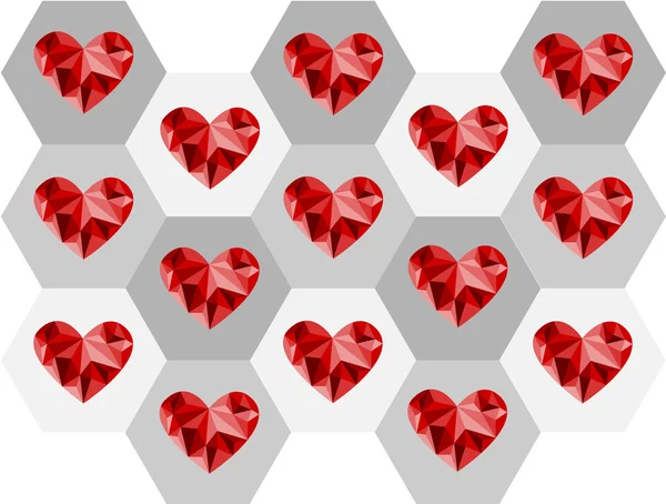 Sevgililer çokgen kırmızı kalp tasarımı