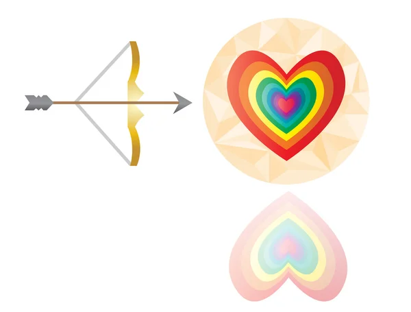 Sevgililer renkli kalp ok tasarımı ile