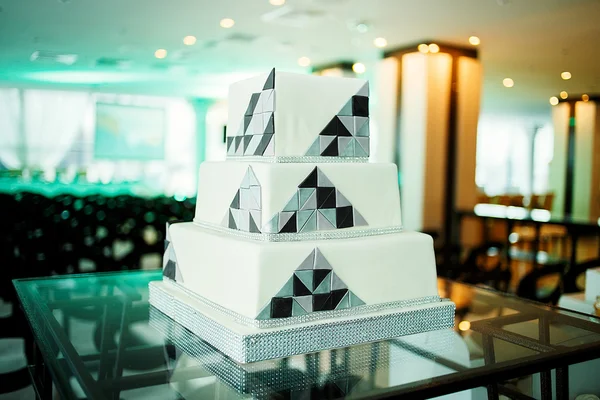Modern square wedding cake in high tech style