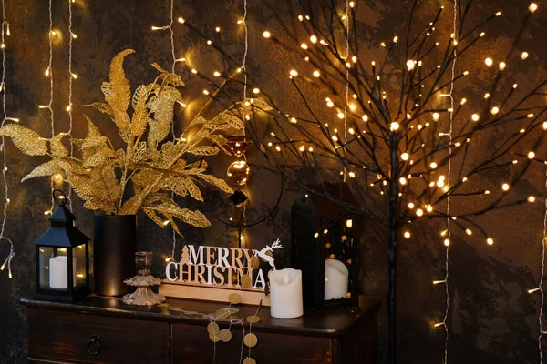 Detalhes e objetos de Natal de um interior de Natal — Fotografia de Stock