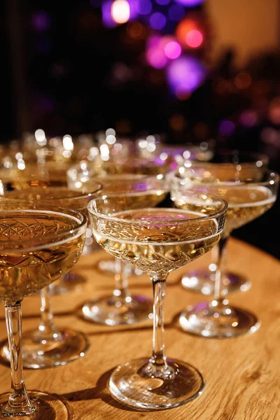 Bicchieri Con Spumante Celebrazione Concetto Festa Con Bicchieri Champagne Focus — Foto Stock