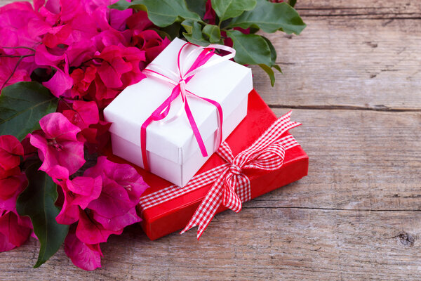 Bougainvillea and gift boxes
