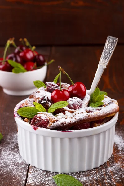 French clafoutis with cherry — Stock Photo, Image