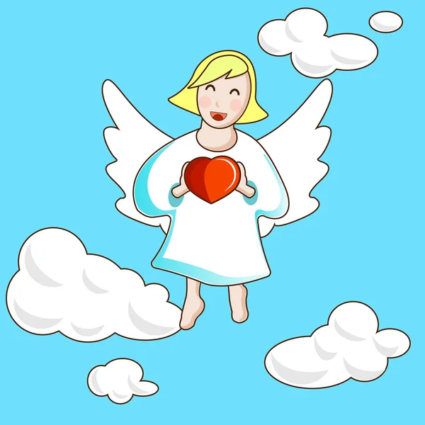 Angel holding a heart — Stock Vector