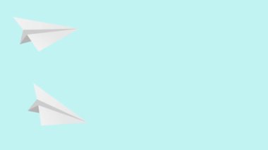 Beyaz arkaplanda kağıt uçak simgesinin canlandırması