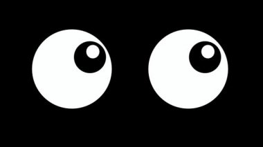 Siyah arka planda çizgi film büyük gözler. Canlandırma