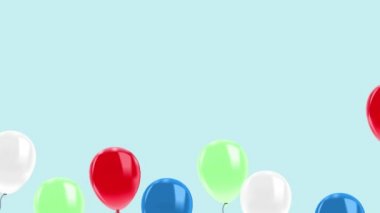 Mavi gökyüzünde yükselen renkli balonlarla canlandırma
