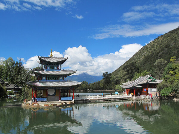 LIJIANG, CHINA - OCT 18 : Heilongtan, Black dragon pool in Lijiang, Yunnan, China on October 18,2015