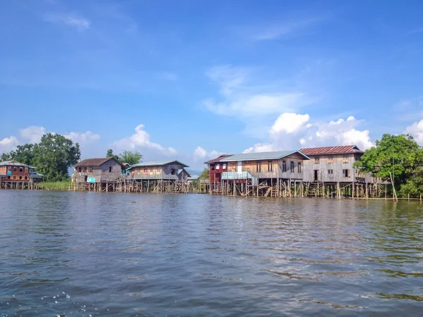 Wooden Stilt Houses Inle Lake Myanmar — Stock Photo, Image