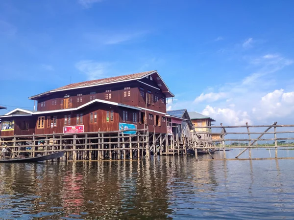 Shan Myanmar May Traditional Floating Village Houses Inle Lake Myanmar — Stock Photo, Image