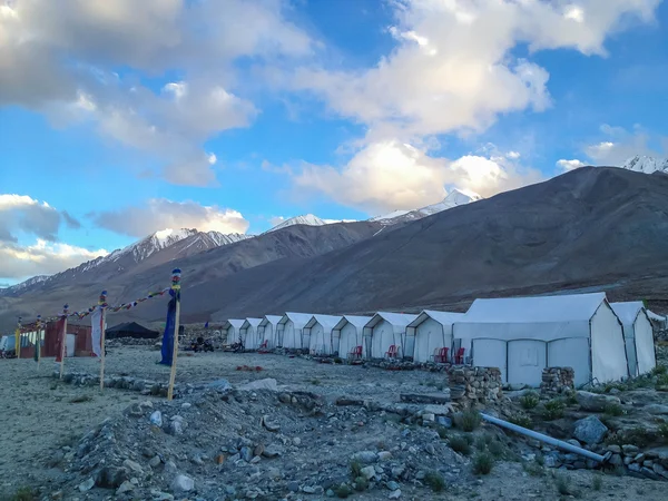 Kempingsátor Pangong Tónál Leh Ladakh India — Stock Fotó