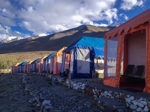 Namiot Nad Jeziorem Pangong Jammu Kaszmir Indie — Zdjęcie stockowe