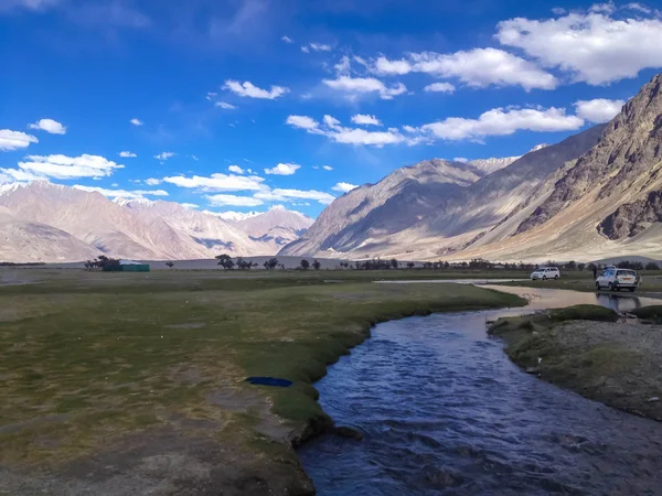 Landschaft Mit Fluss Und Grünem Tal Himalaya Nubra Tal Ladakh — Stockfoto