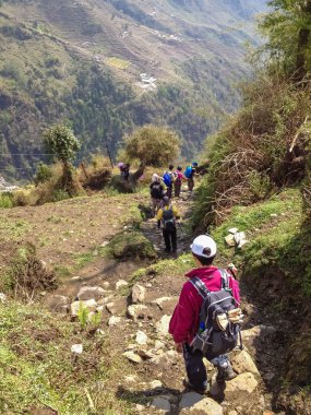 Annapurna, Nepal - 9 Nisan 2012: Annapurna Ana Kampı, Abc, Nepal