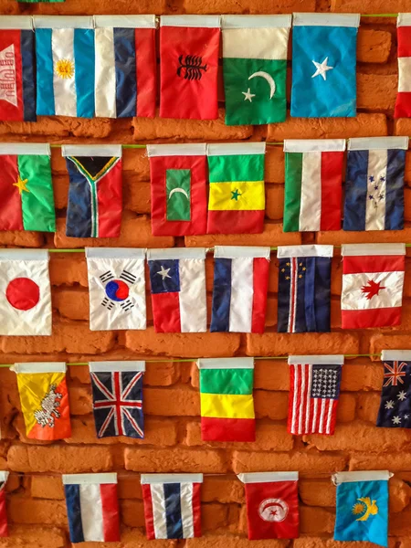 Mix flags decoration at shop in Pokhara, Nepal