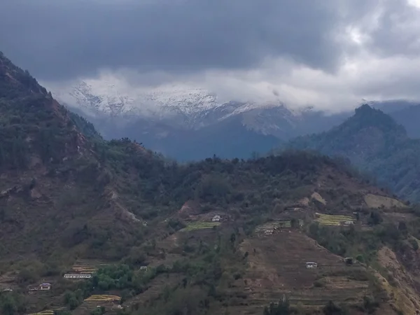 Bella Vista Sulle Montagne Himalayane Quando Vede Dal Villaggio Tatopani — Foto Stock
