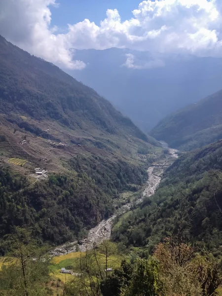 Annapurna Ana Kamp Rotası Tadapani Den Chomrong Manzara Dağ Pirinç — Stok fotoğraf