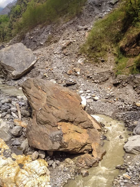 Caudal Agua Río Roca Campamento Base Annapurna Nepal —  Fotos de Stock