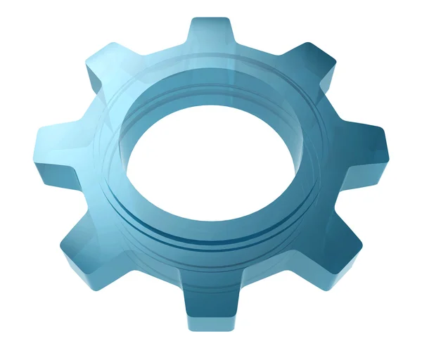 Cogwheel de vidro azul — Fotografia de Stock