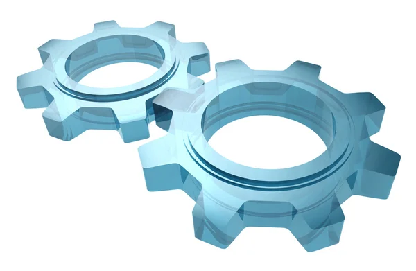 Blue Glass Cogwheels — Stock Photo, Image