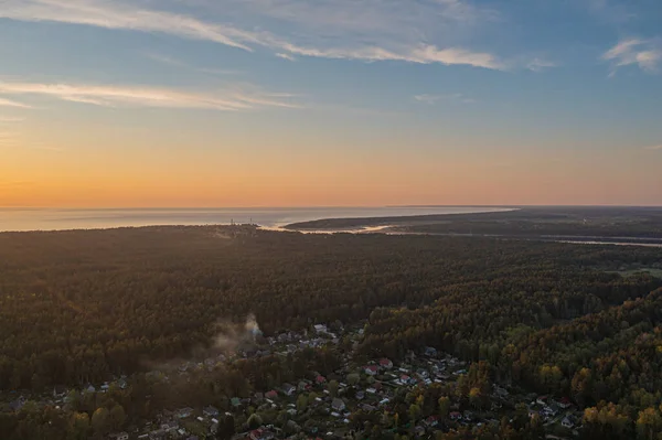 Estonsko Narva Května2021 Příměstských Oblastech Pohled Západ Slunce Shora Trubcem — Stock fotografie