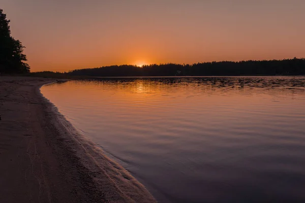 Beautiful Sunset River Scandinavian Nature Finland — Stock Photo, Image