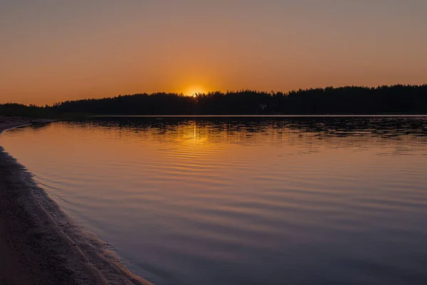 Beautiful Sunset River Scandinavian Nature Finland — Stock fotografie