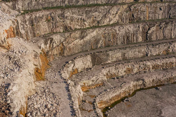 Dolomite Quarryphoto Top Industrial Terraces Mining Quarry Aerial View Open — Stock Photo, Image