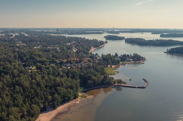 Finland Espoo July 2021 Photo Drone Sunny Morning Coastal Part — Stock fotografie