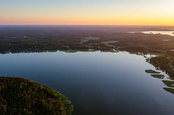 Лесные Острова Море Восходе Солнца Природа Скандинавии Финляндия Фото Дрона — стоковое фото