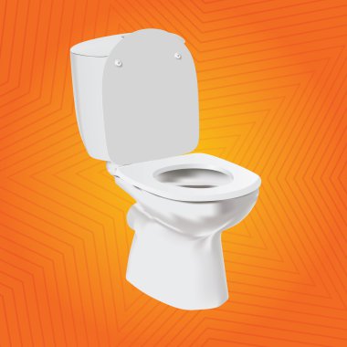 Turuncu zemin üzerine beyaz vektör tuvalet kase. WC.