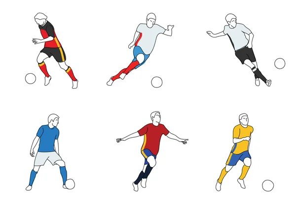 Des joueurs de foot avec des balles. Championne de football — Image vectorielle