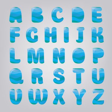 Alfabe su stil vektör sanat ve illüstrasyon.