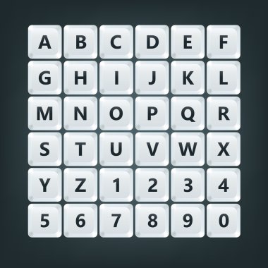 Klavye düğmeleri alfabesi