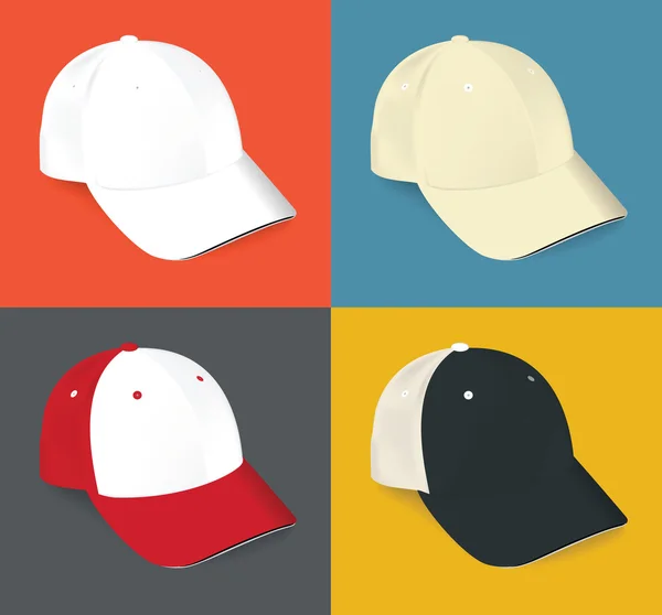 Ensemble de casquette de baseball sport vierge réaliste . — Image vectorielle