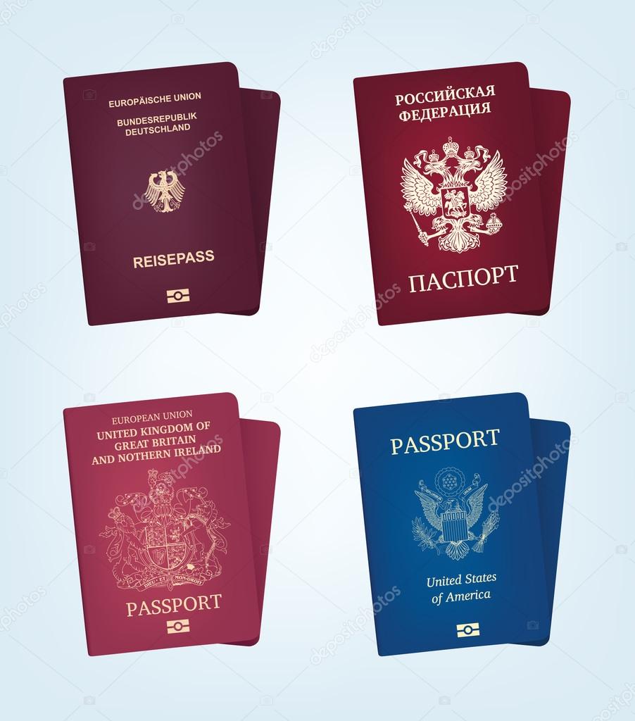 United States of America, Germany, Russia and Unite kingdom passports