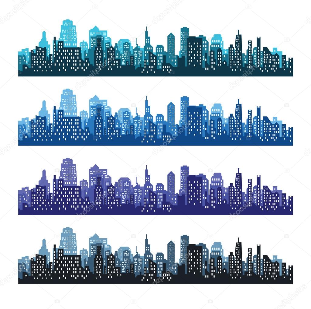 WebSet of city silhouettes.