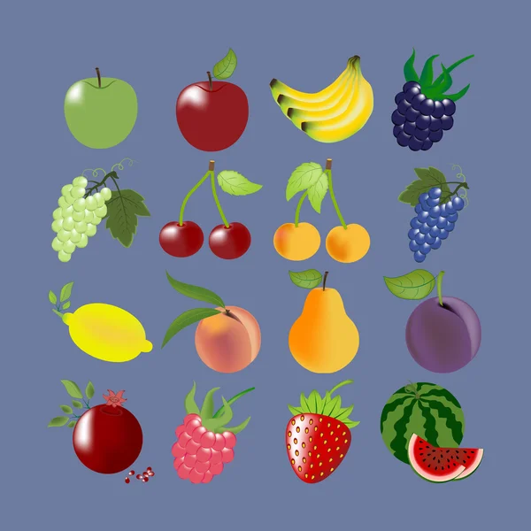 Fruchtsymbole gesetzt — Stockvektor