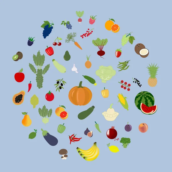 Obst Gemüse Set — Stockvektor