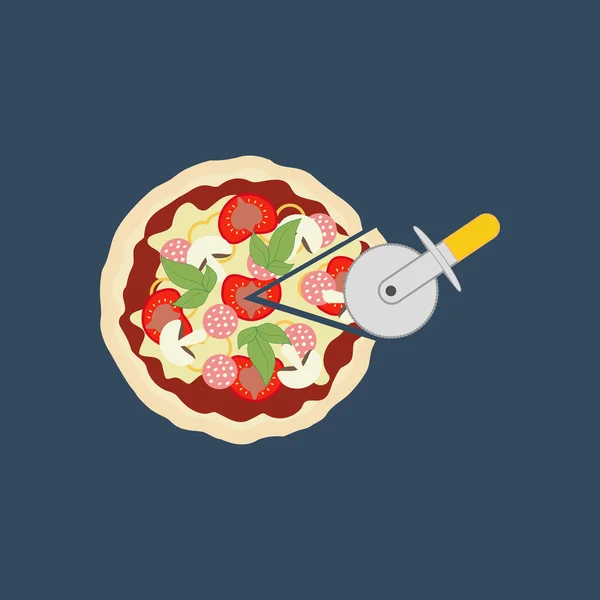 Ніж для піци та піци — стоковий вектор