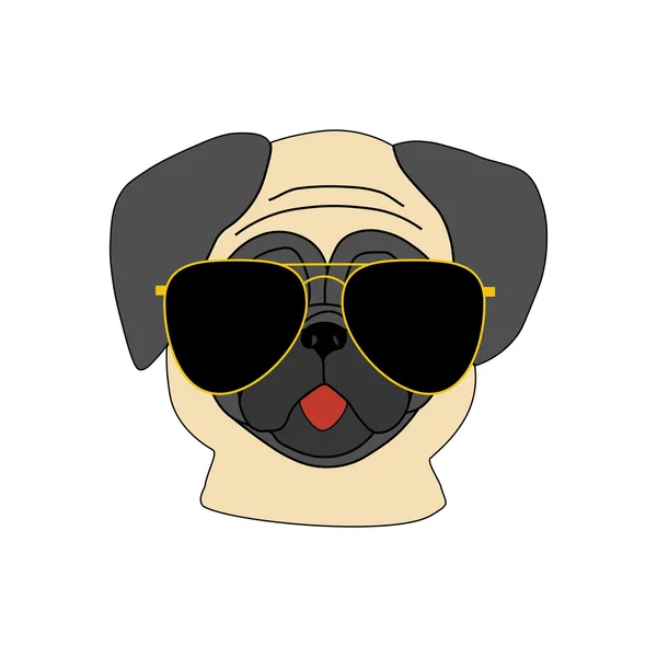 Pug dog en gafas — Vector de stock