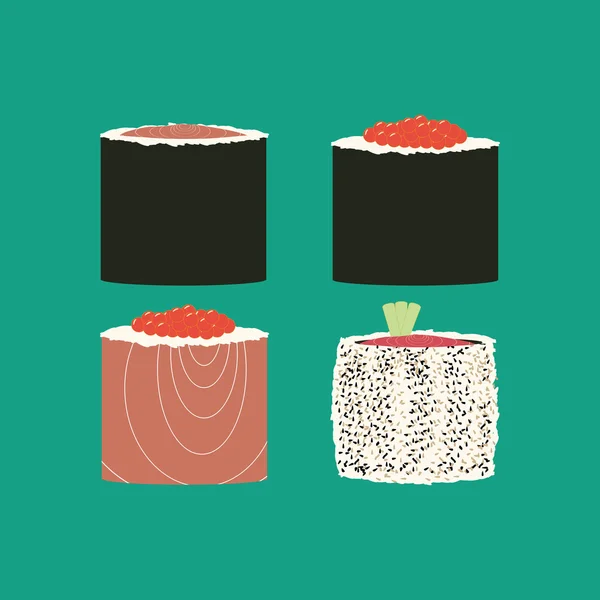 Set de rollos de sushi ilustración — Vector de stock