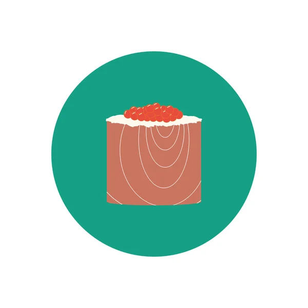 Rollo de sushi con salmón y caviar — Archivo Imágenes Vectoriales