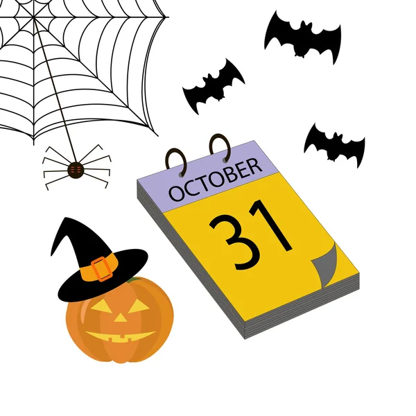 Kalender halloween illustratie — Stockvector