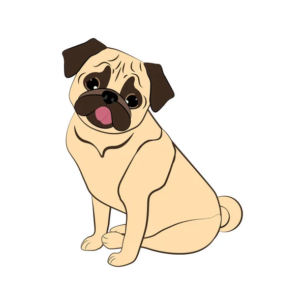 Pug Dog Vector Illustration White Background Ilustração Vetorial — Vetor de Stock