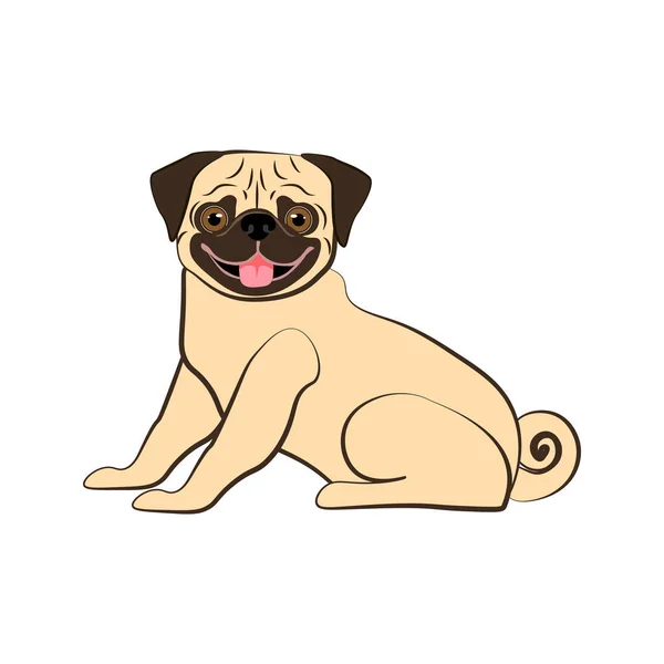 Mops Hund Vektor Illustration Auf Dem Weißen Hintergrund Vektorillustration — Stockvektor