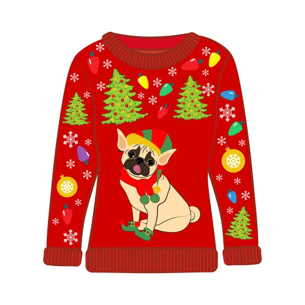 Weihnachten Hässlicher Pullover Auf Weißem Hintergrund Vektorillustration — Stockvektor