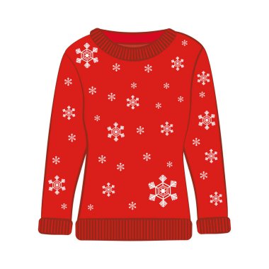 Beyaz arka planda çirkin bir Noel süveteri. Vektör illüstrasyonu