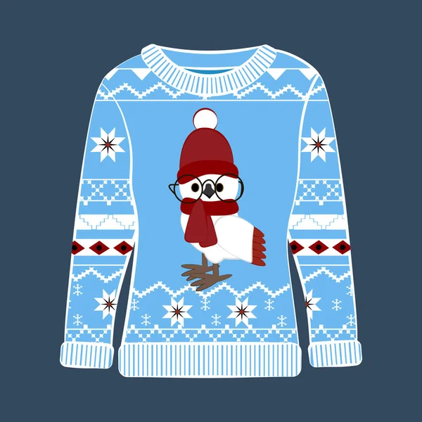 Maglione Brutto Natale Sullo Sfondo Blu Illustrazione Vettoriale — Vettoriale Stock