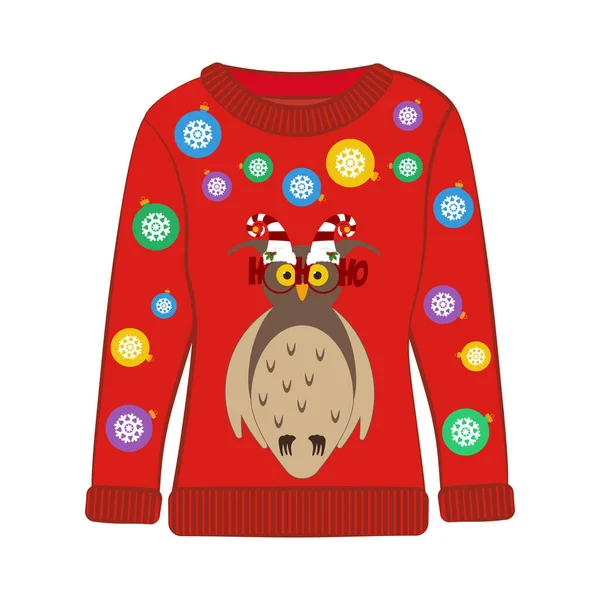 Christmas Party Ugly Sweater Vector Illustration White Background — Stock Vector